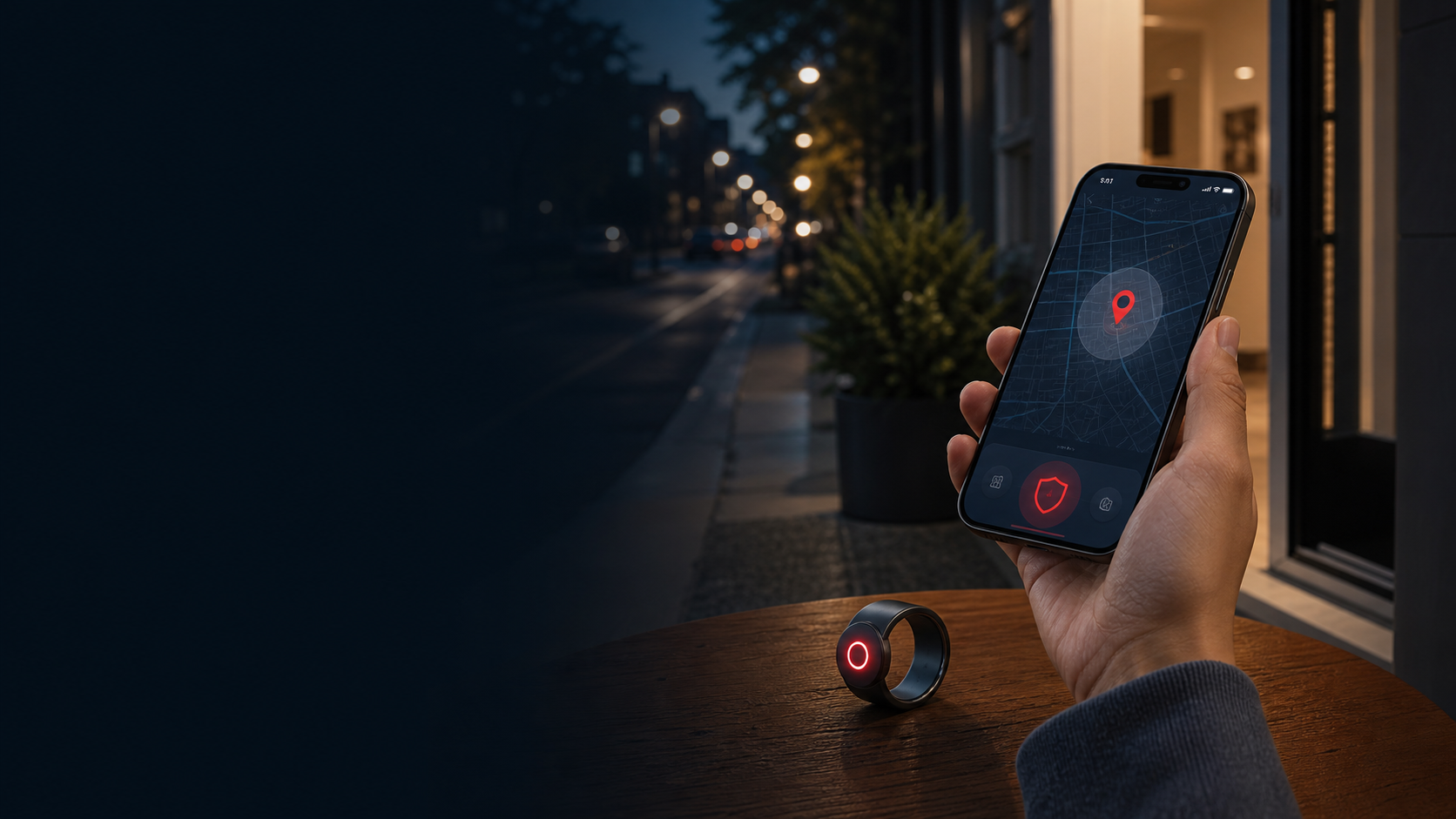 Schutz/SHIELD Sicherheits-App mit Live-Standort und Notfallbutton